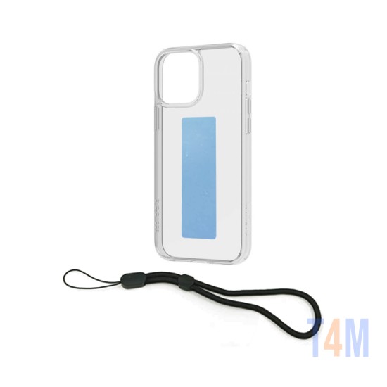 TRANSPARENT SILICON CASE WITH MULTIFUNCTION BLUE STRAP FOR APPLE IPHONE 13